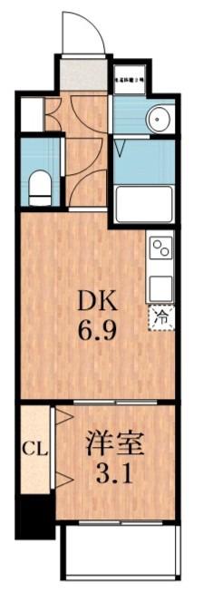 レシオス阿倍野ヴィータ(1DK/4階)の間取り写真