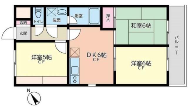 鶴見ガーデンハイムA(3DK/3階)の間取り写真
