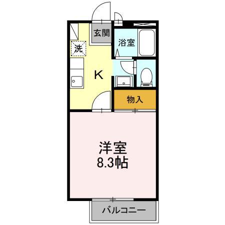 サンライズ春日 A棟(1K/2階)の間取り写真