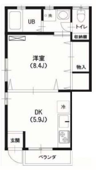 エスポワール辰沼A棟(1DK/1階)の間取り写真