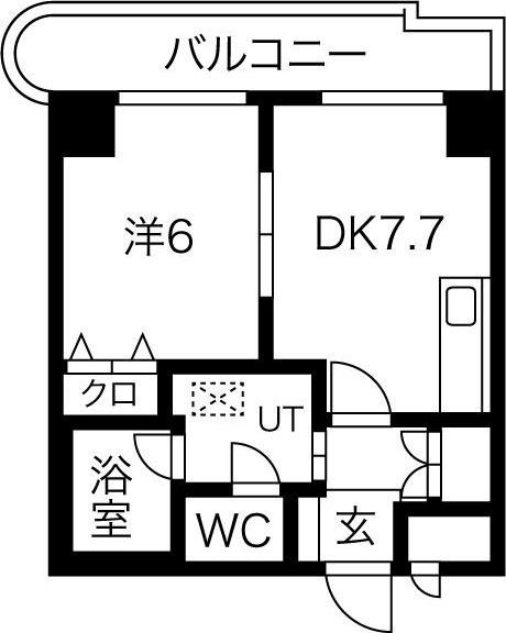 サンタの館医大前(1DK/7階)の間取り写真