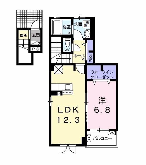 ル トレフル(1LDK/2階)の間取り写真
