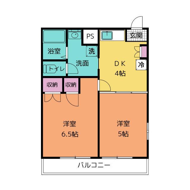 カーサK-2(2DK/1階)の間取り写真