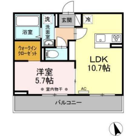 ウェルデンス戸塚 A(1LDK/2階)の間取り写真