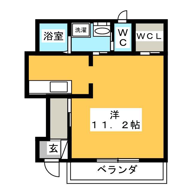 ボンヌール(ワンルーム/1階)の間取り写真