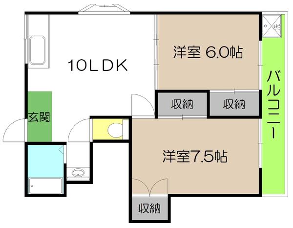 小坂ハイツ(2LDK/2階)の間取り写真