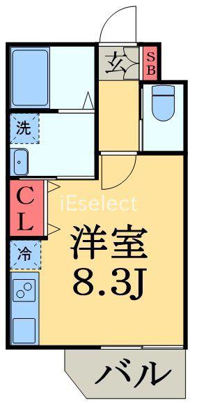 アフェット稲毛Ⅲ(ワンルーム/2階)の間取り写真