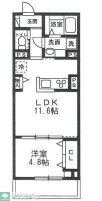 鹿沼台1丁目PJ(1LDK/1階)の間取り写真