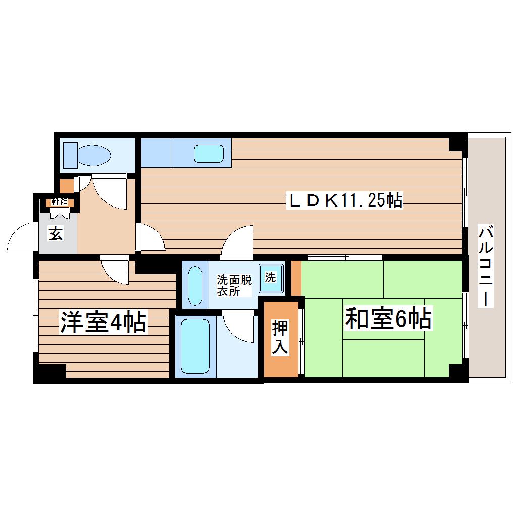 ダイアパレスグランテージ中央(2LDK/8階)の間取り写真