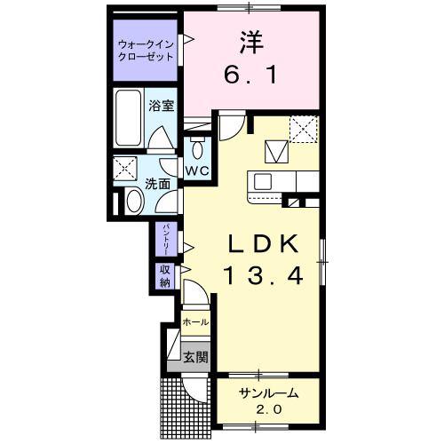 コスモス K(1LDK/1階)の間取り写真