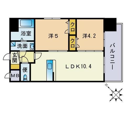 リベリュール(2LDK/3階)の間取り写真