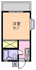 ハピネスハイム(1K/2階)の間取り写真