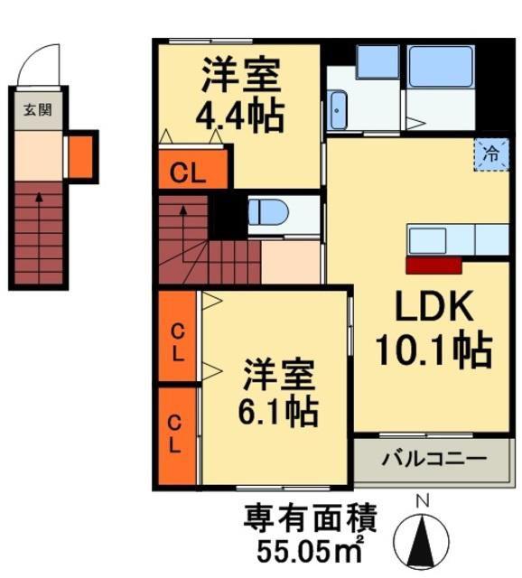 AKALA HALE(2LDK/2階)の間取り写真