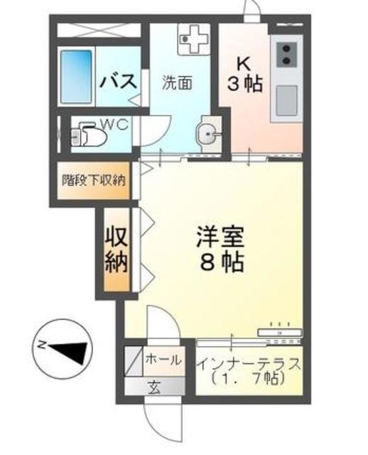 グランコートM・H(1K/1階)の間取り写真