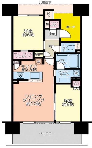シティテラス谷町四丁目(2LDK/19階)の間取り写真