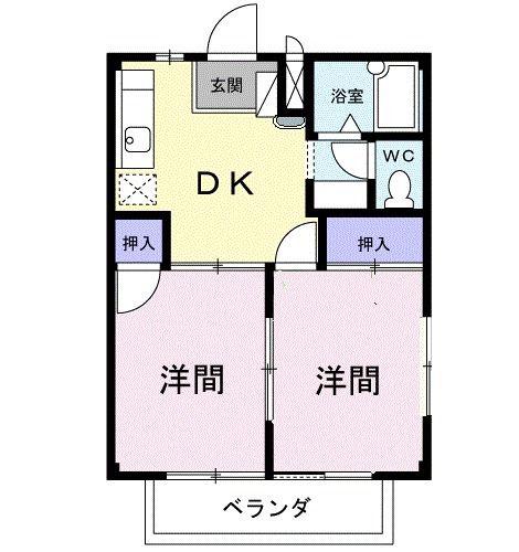 ダイヤモンドヴィレッジ(2DK/1階)の間取り写真
