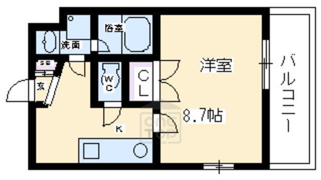 ゆめはうす(1K/2階)の間取り写真