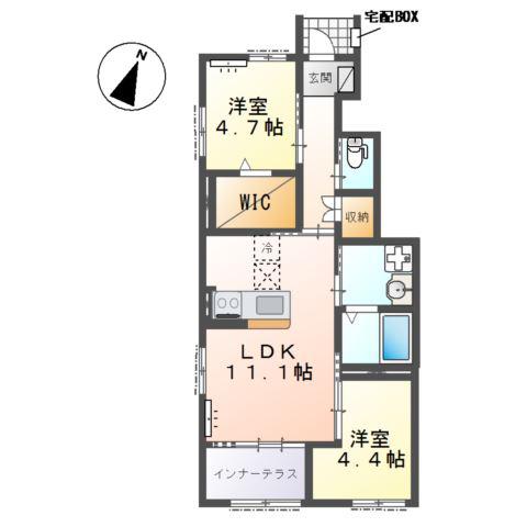 セリアージュ(2LDK/1階)の間取り写真