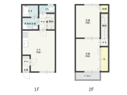 デュプレ21(2DK/1階)の間取り写真