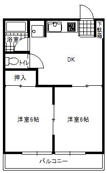 フラワーマンション(2DK/2階)の間取り写真