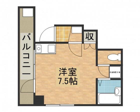 Uビル(ワンルーム/2階)の間取り写真