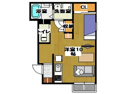 グランジ・ベアII(ワンルーム/1階)の間取り写真