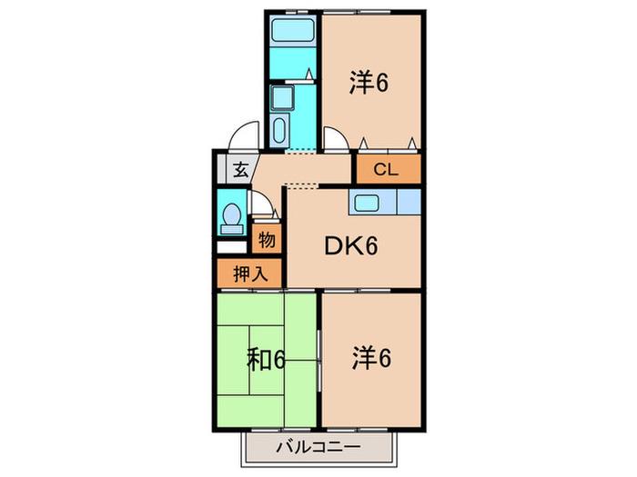 パークヒルズ春日丘(3DK/2階)の間取り写真