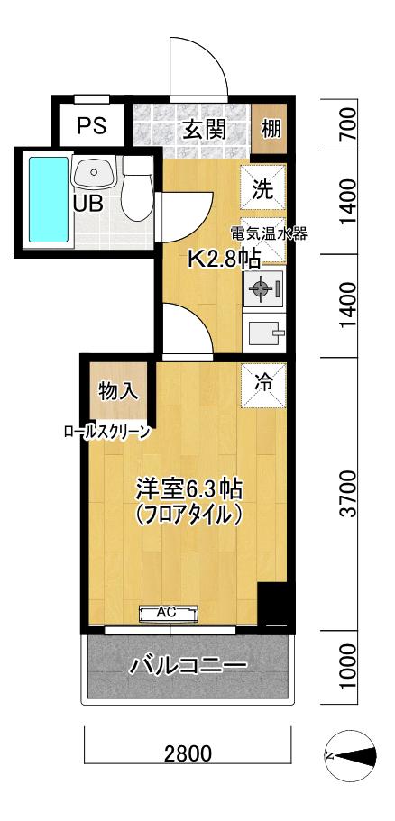 栗泉堂ビル(1K/2階)の間取り写真