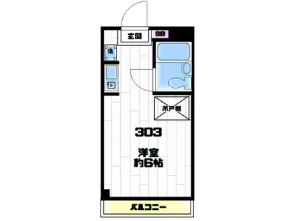 ベルロー国立(ワンルーム/3階)の間取り写真