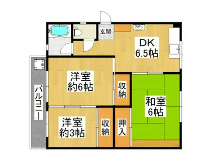 A-1マンション(3DK/1階)の間取り写真