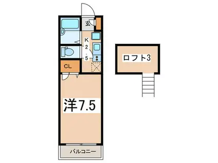 オレンジハウス三ツ沢(1K/2階)の間取り写真