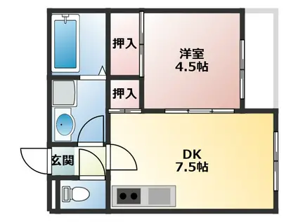 サンウッド英(1DK/2階)の間取り写真