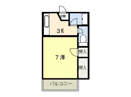 シャトー龍 202(1K/2階)の間取り写真