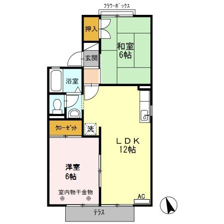 タウンハウス愛野公園E(2LDK/1階)の間取り写真