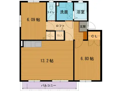 プランタン・ビオレ/パンセ/ローゼ(2LDK/2階)の間取り写真