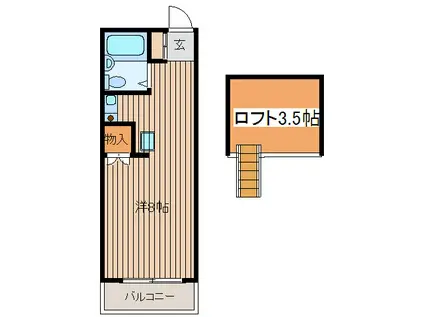 アップルハウス町田8C(ワンルーム/2階)の間取り写真