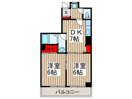 ホワイトキャッスル(2DK/4階)の間取り写真