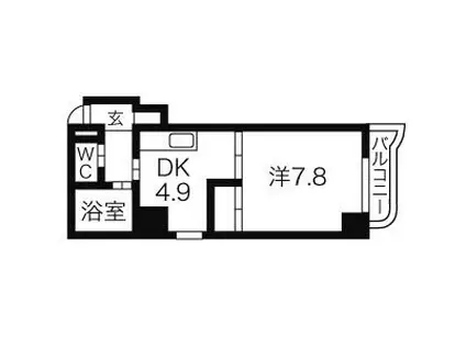 エンドレス三井平和通I(1DK/6階)の間取り写真