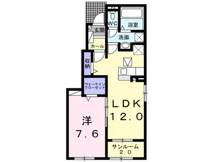 カーサ・エレガンテ・23(1LDK/1階)の間取り写真