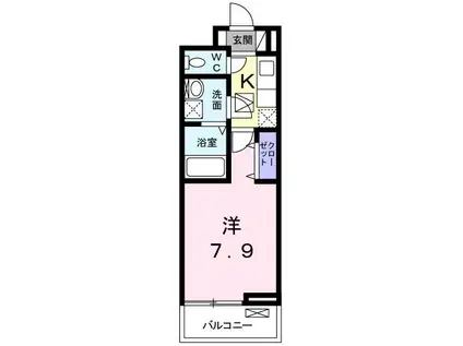 近鉄京都線 小倉駅(京都) 徒歩5分 3階建 築2年(1K/1階)の間取り写真
