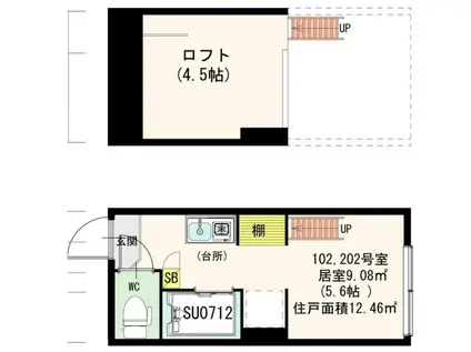AVAND神楽坂(ワンルーム/1階)の間取り写真