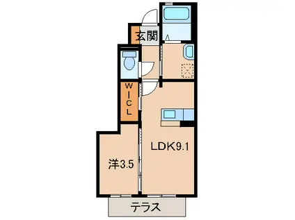 サンメゾン紀三井寺(1LDK/1階)の間取り写真
