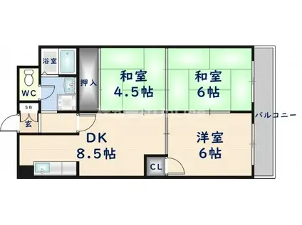 エトワールハイム川本(3DK/7階)の間取り写真