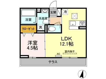 夢りんどうVI(1LDK/1階)の間取り写真