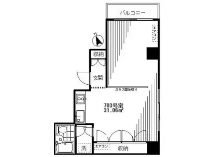 タウンハウス南青山(ワンルーム/7階)の間取り写真