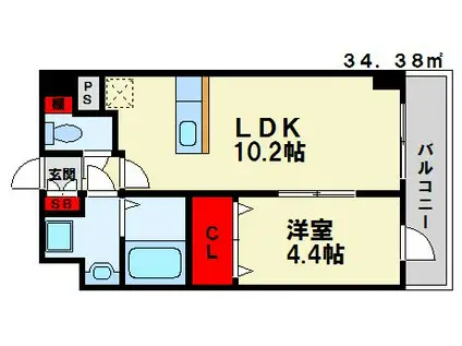 サンシャイン光栄(1LDK/4階)の間取り写真