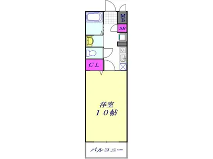 ブランニュー新川(1K/6階)の間取り写真