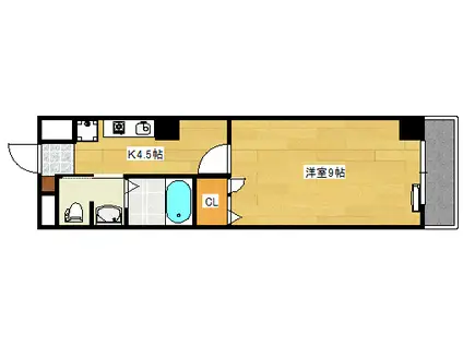 シャトー広島(1K/7階)の間取り写真