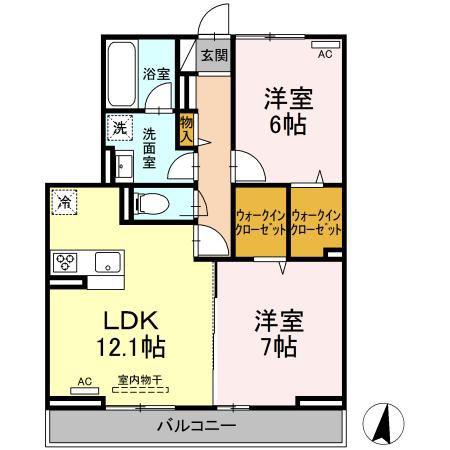 DーRESIDENCE西町(2LDK/3階)の間取り写真