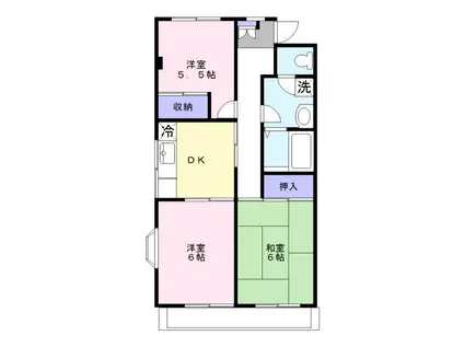 上砂パークマンション(3DK/4階)の間取り写真